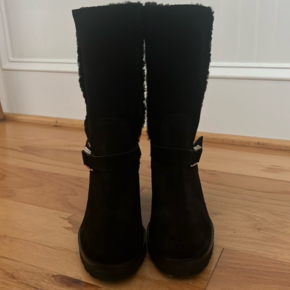 Live + ECH Black Suede fur Shearling Wool Boots size 36 like new - Picture 9 of 16